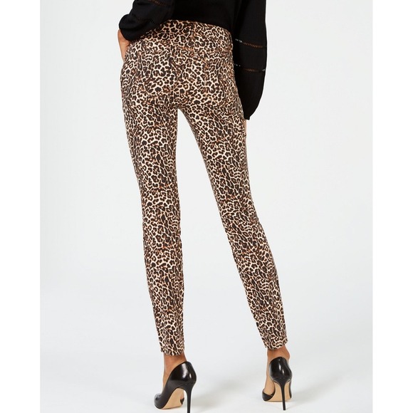 INC Leopard Print Skinny Pants High Rise Core Denim Brown Animal Print Size 6/28 - Picture 2 of 7